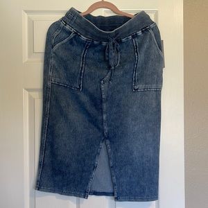 Wash Lab Slit Front Drawstring Denim Skirt L